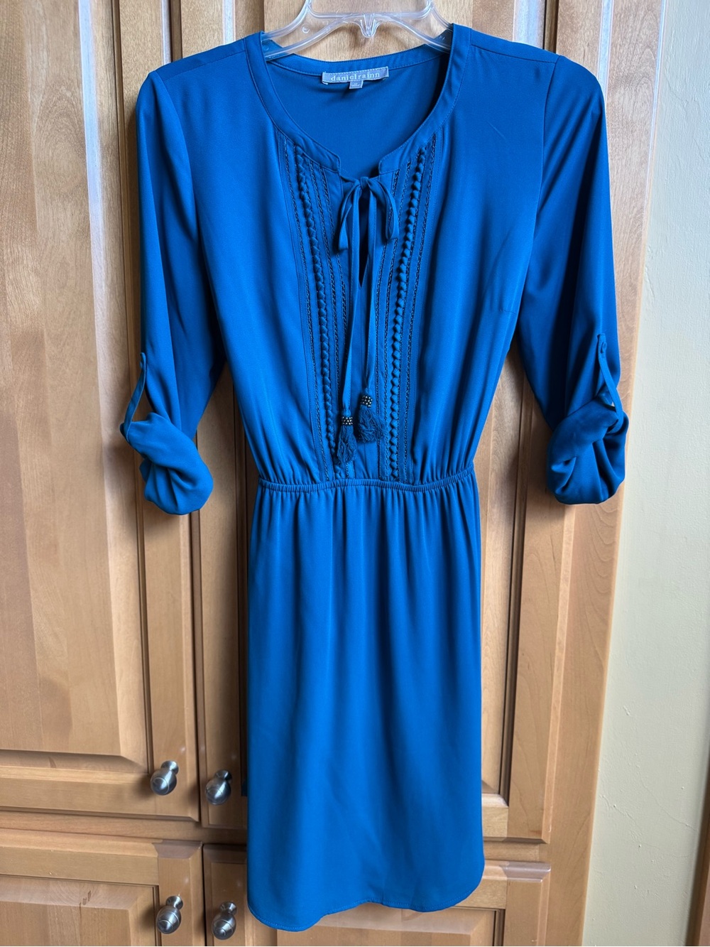 Tie-Neck Waist-Elastic Dress